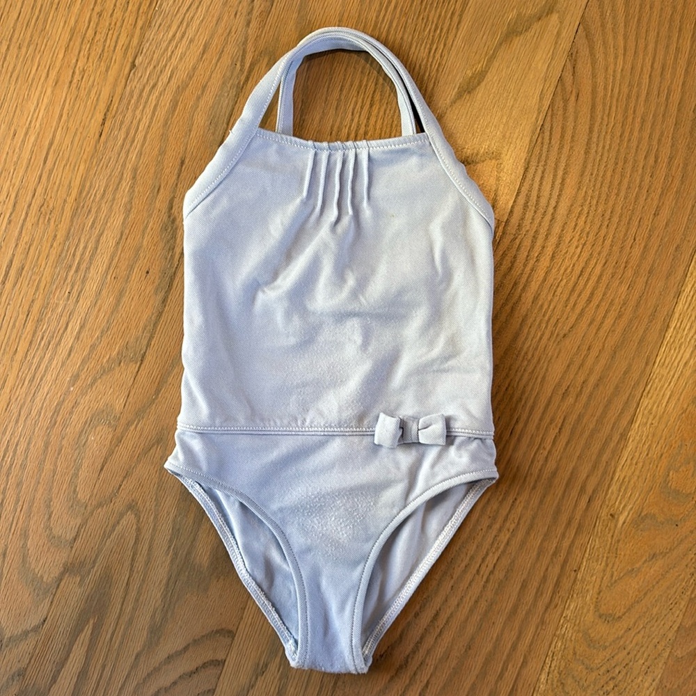 Jacadi light blue pique swim suit, size 4A 4